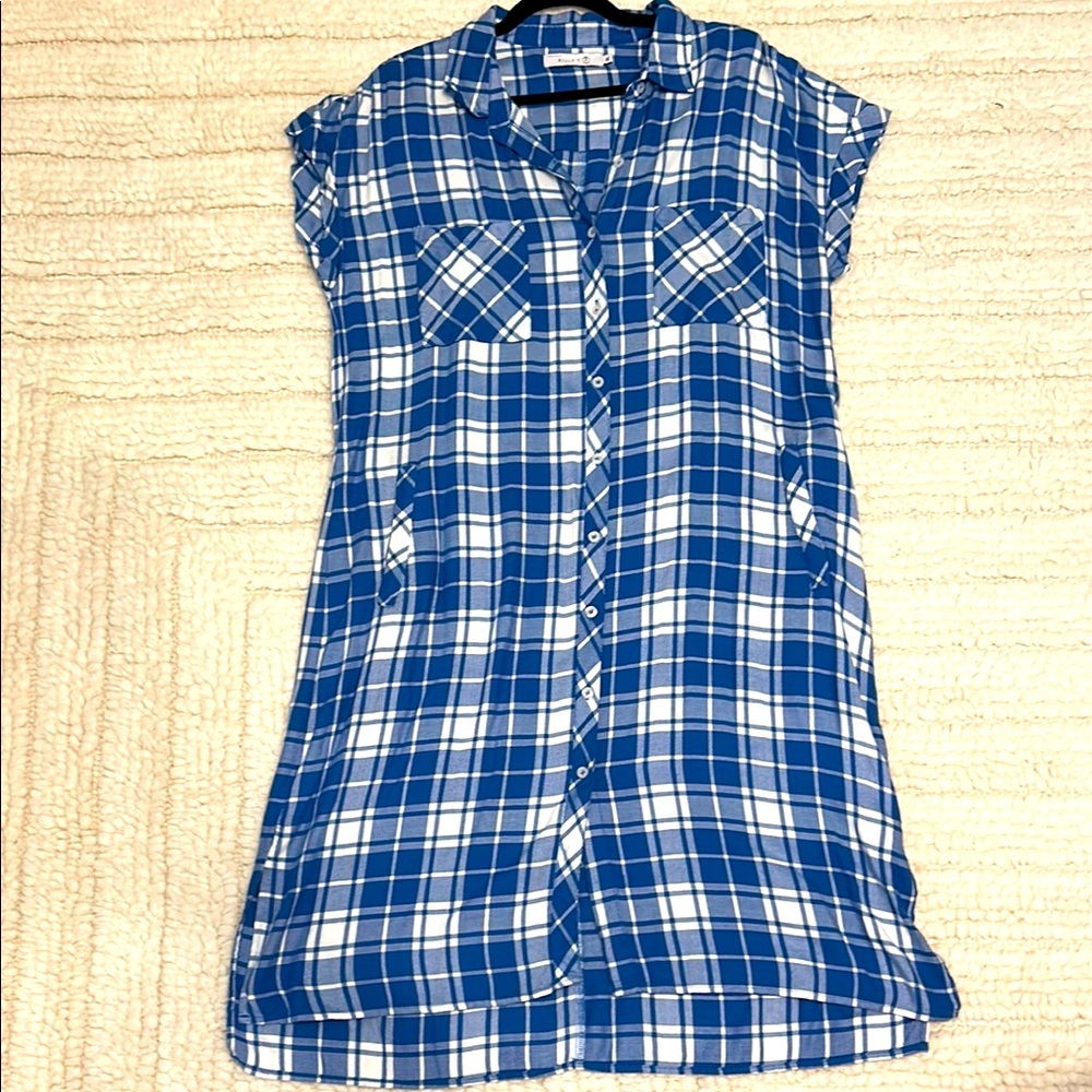 Billy T blue and white plaid dress